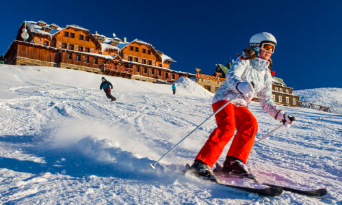 Ski lift with evening skiing